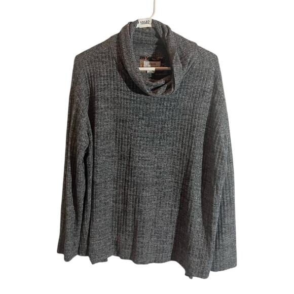 Maeve by Anthropologie Oversized Knit Sweater Turtleneck Sweater Boho Sz M GRAY - Picture 1 of 8